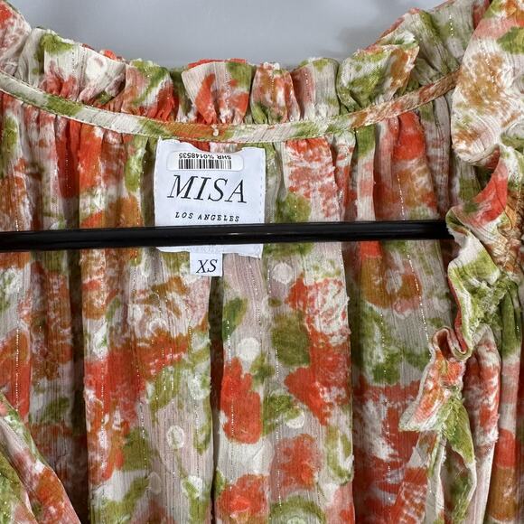 Misa Los Angeles Dress Women XS Lucinda Floral Maxi Ruffle Tiered Boho Chic Flow - Picture 7 of 15